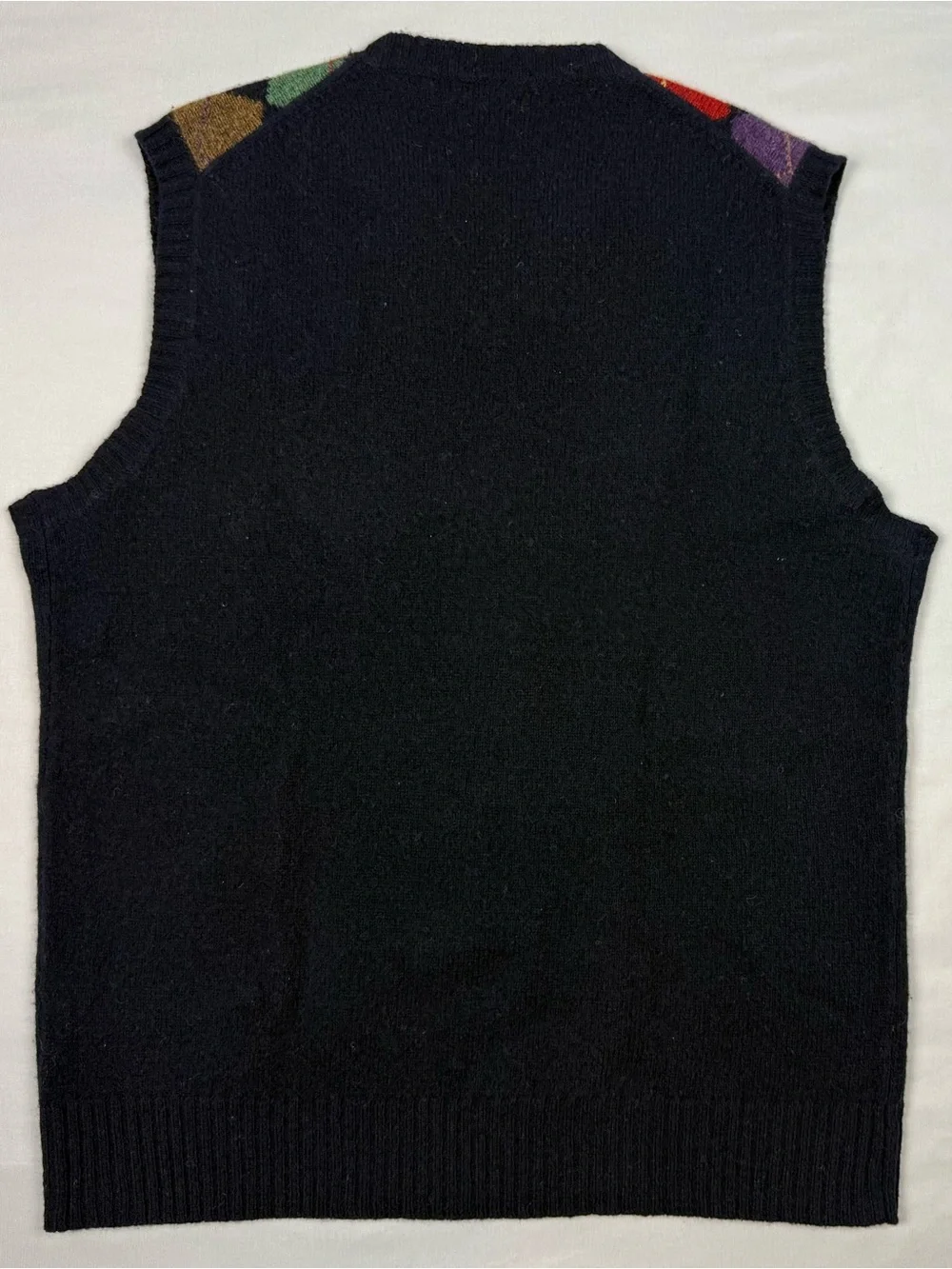 J. Crew Mens Argyle Sweater Vest Sz Medium Lambswool Navy/Multicolor A8